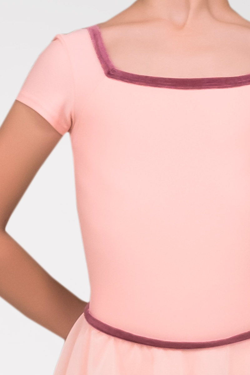 Leotard with Skirt and Square Neckline