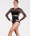 Long Sleeve Leotard with Velvet Trims