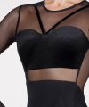 Long Sleeve Leotard with Velvet Trims