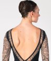 Printed Mesh Long Sleeve Leotard