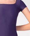 Short Sleeves Leotard with Square Neckline