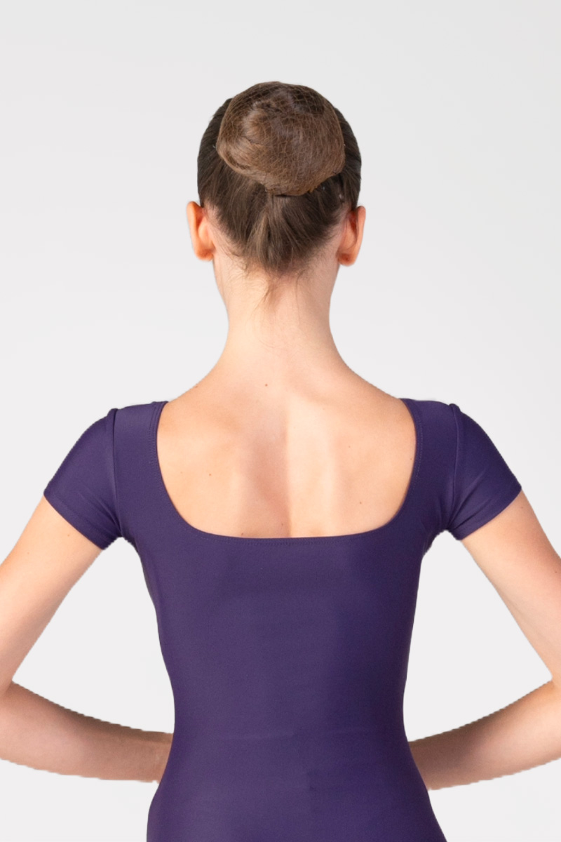 Short Sleeves Leotard with Square Neckline