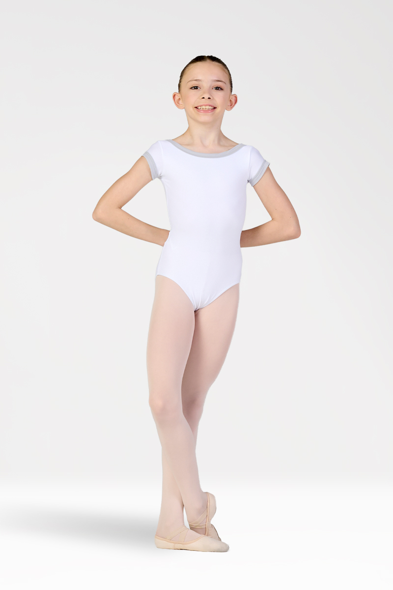 Short Sleeve Leotard with Boat Neckline