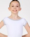 Short Sleeve Leotard with Boat Neckline