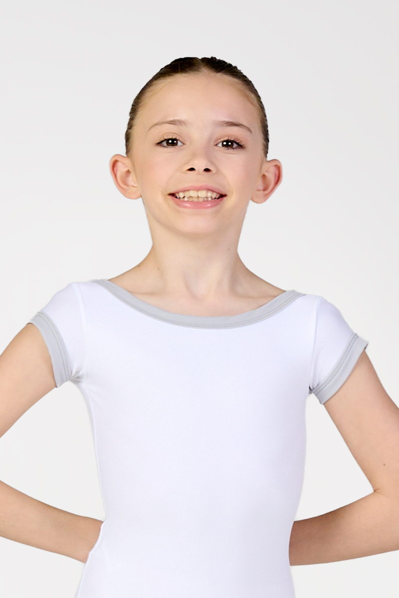 Short Sleeve Leotard with Boat Neckline