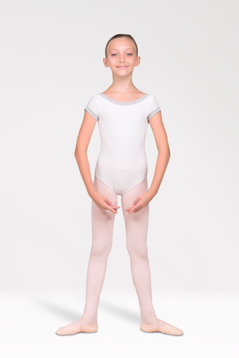 Short Sleeve Leotard with Boat Neckline