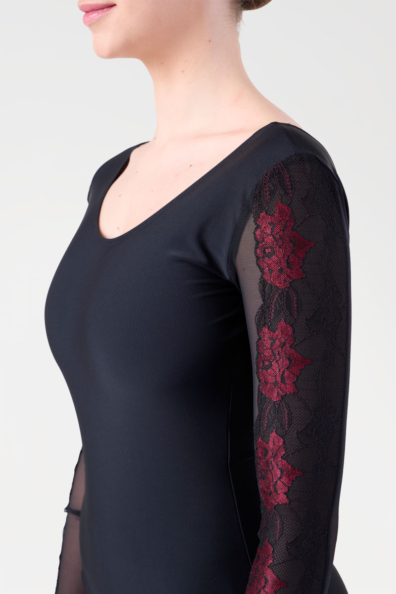 Body con Manica Lunga e Inserto in Pizzo