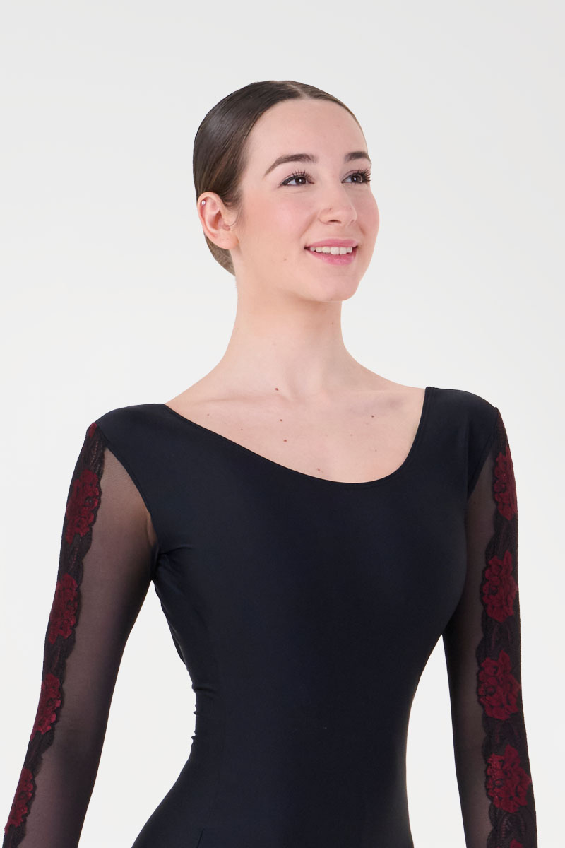 Body con Manica Lunga e Inserto in Pizzo