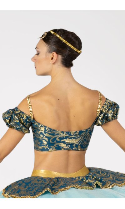 Top Damascato con Manica Corta
