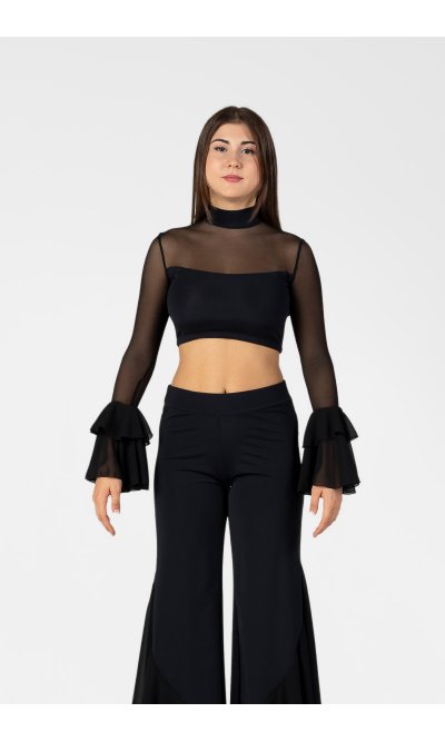 Top con Manica in Rete con Rouche