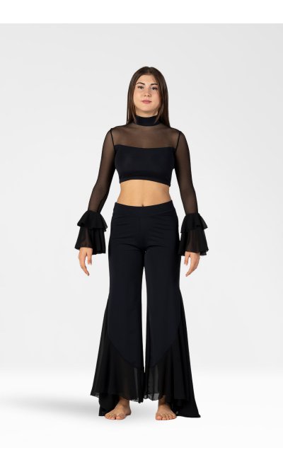 Pantaloni Lunghi e Svasati con Rouche