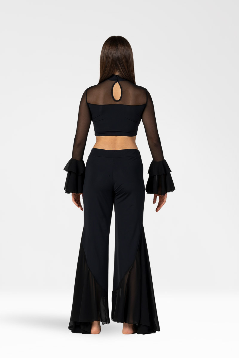 Pantaloni Lunghi e Svasati con Rouche