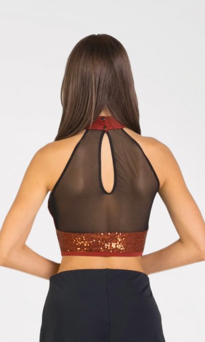 Top Paillettato con Scollo all'Americana