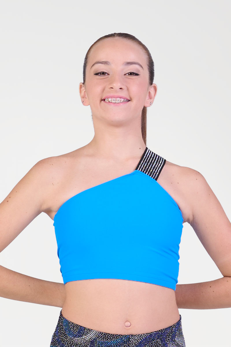 Top Monospalla con Fascia Glitterata