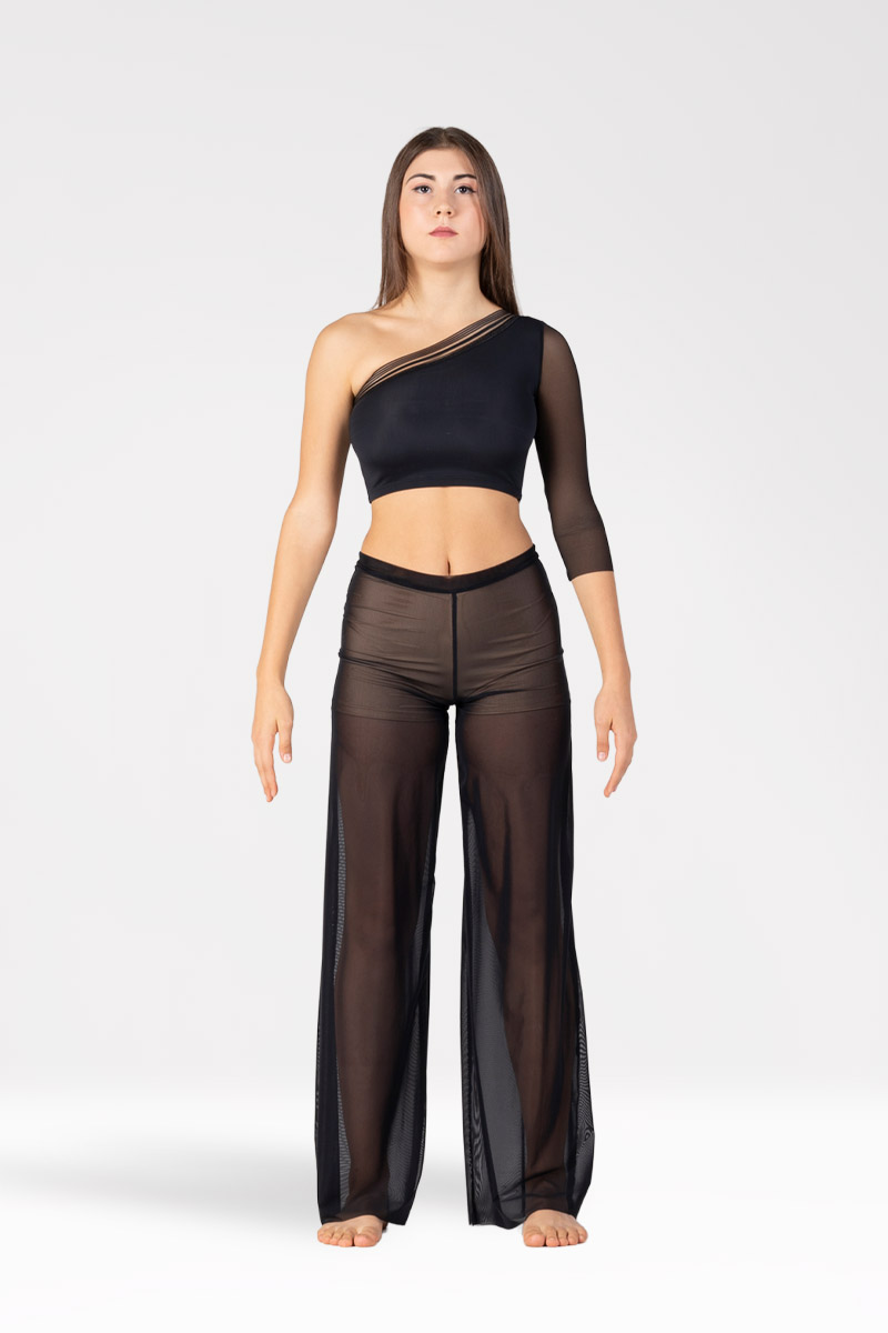 Top Asimmetrico con Manica in Rete