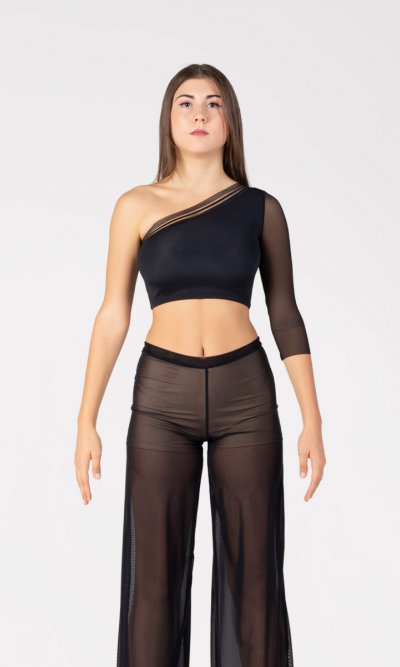 Top Asimmetrico con Manica in Rete