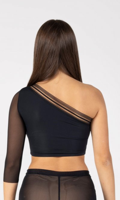 Top Asimmetrico con Manica in Rete