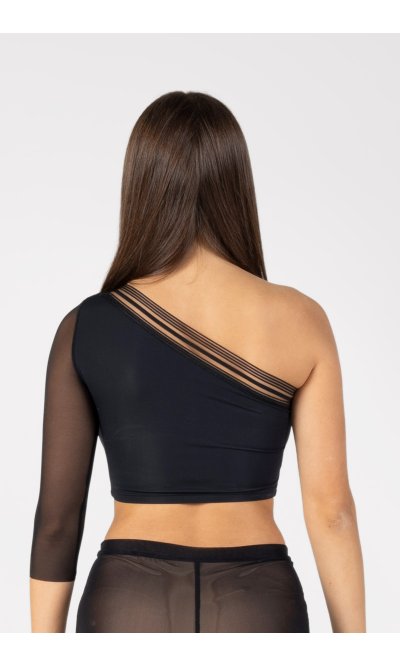 Top Asimmetrico con Manica in Rete