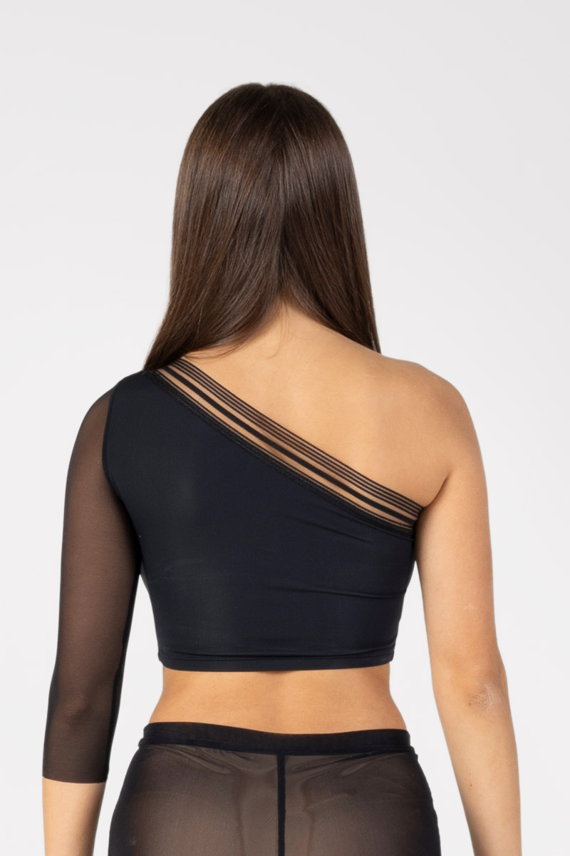 Top Asimmetrico con Manica in Rete