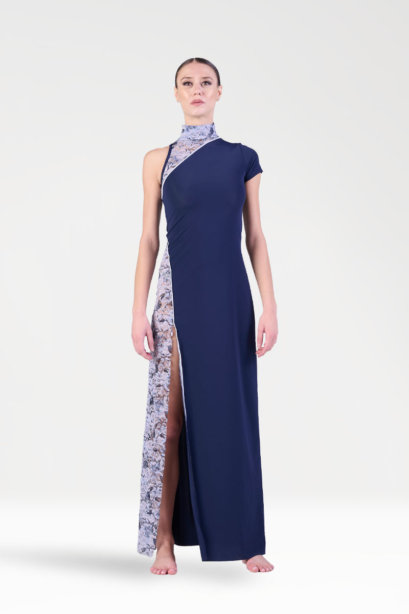 Vestito Lungo con Manica Asimmetrica