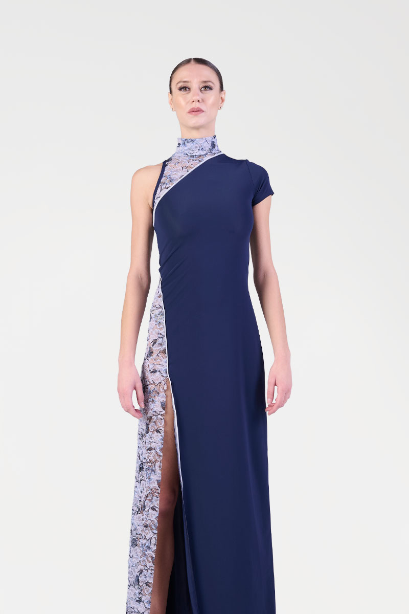 Vestito Lungo con Manica Asimmetrica