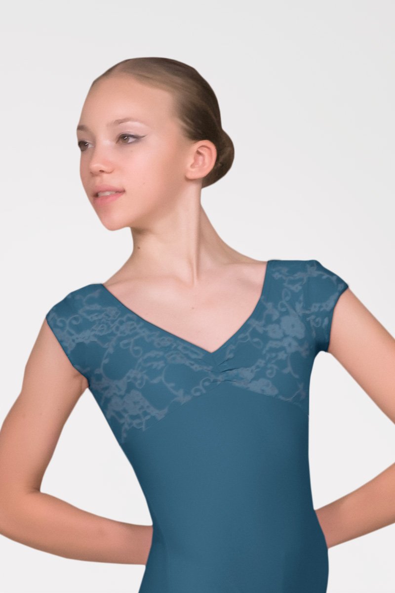 Short Sleeves Leotard with Curl