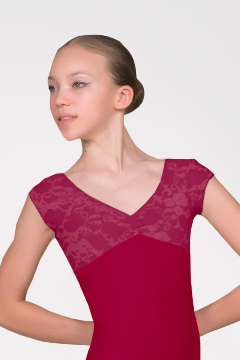 Short Sleeves Leotard with Curl