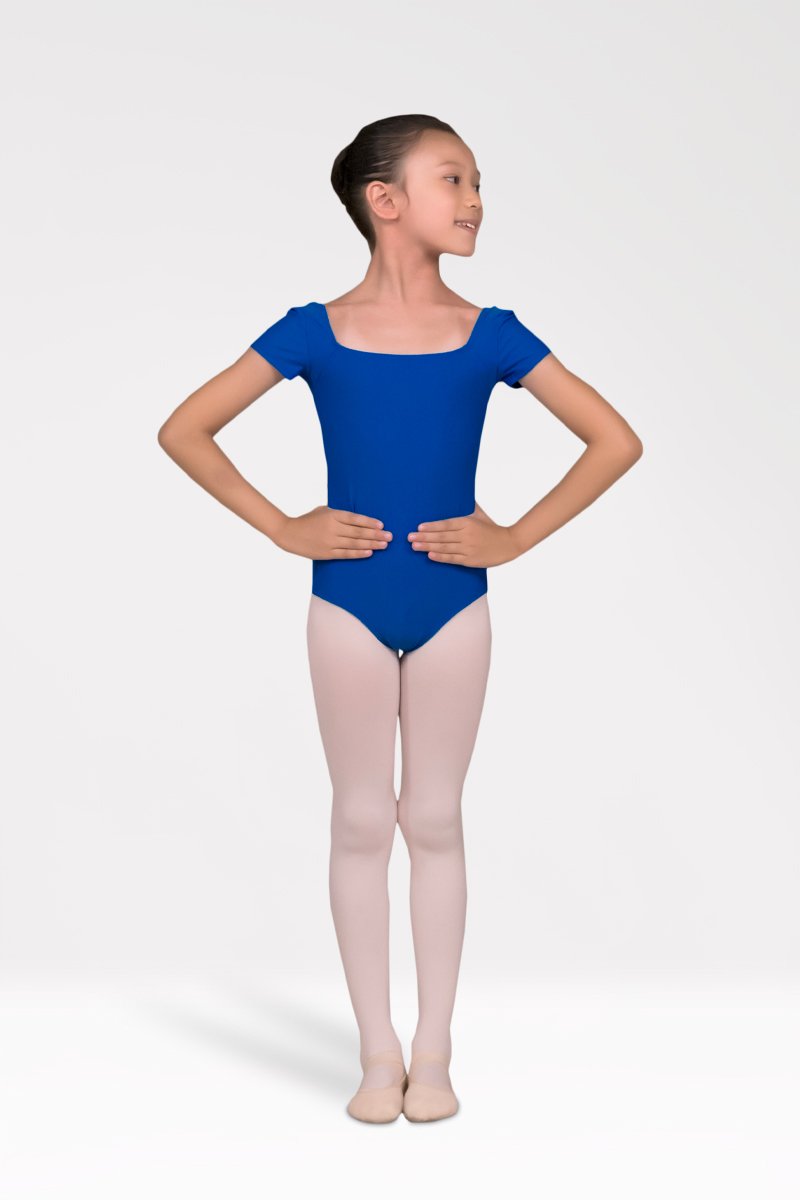Short Sleeves Leotard with Square Neckline