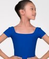 Short Sleeves Leotard with Square Neckline