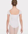 Short Sleeves Leotard with Square Neckline