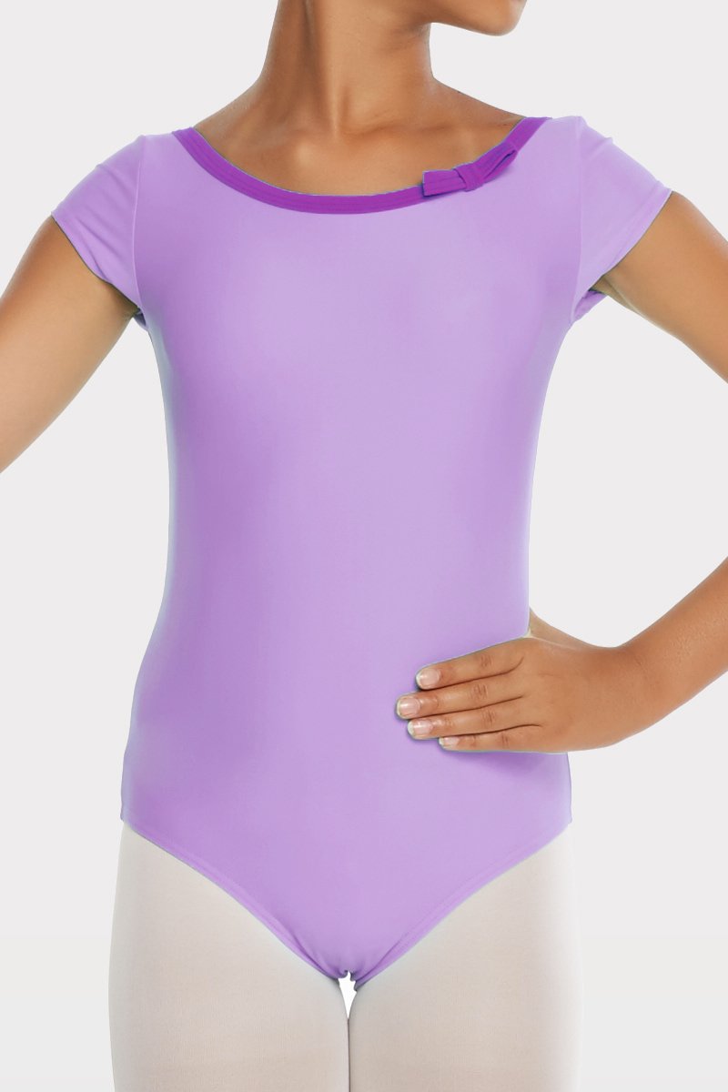 Short Sleeve Leotard with Neckline Bow