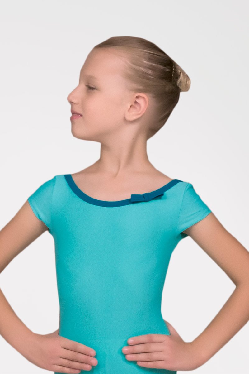 Short Sleeve Leotard with Neckline Bow