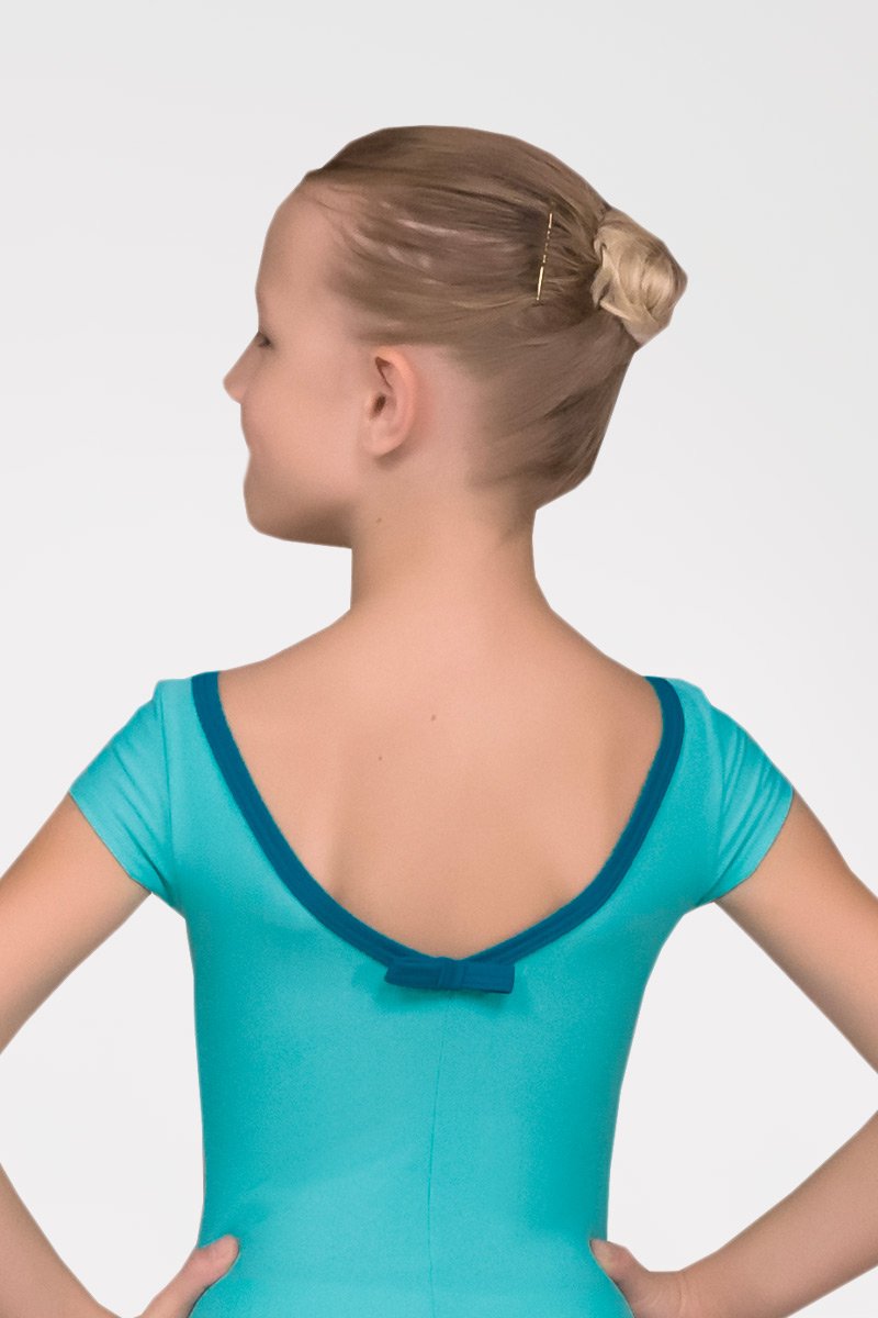 Short Sleeve Leotard with Neckline Bow